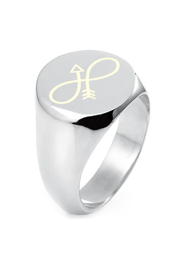Sterling Silver Infinity Arrow Engraved Round Flat Top Polished Ring