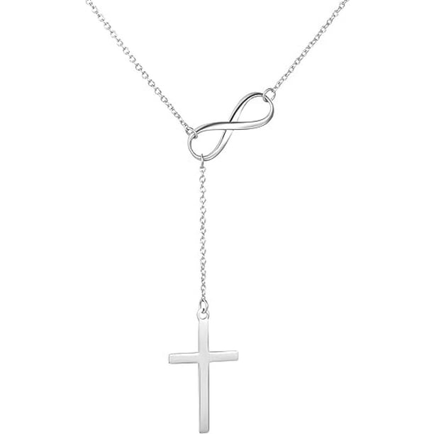 Sterling Silver Infinity Cross Necklace for Women, Girls Birthday Gift