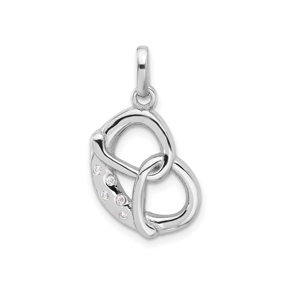 Sterling Silver Infinity Knot Pendant Necklace for Women with Cubic Zirconia, Polished Double Loop Design, Symbolic Unity Jewelry, Minimalist Fashion Accessory