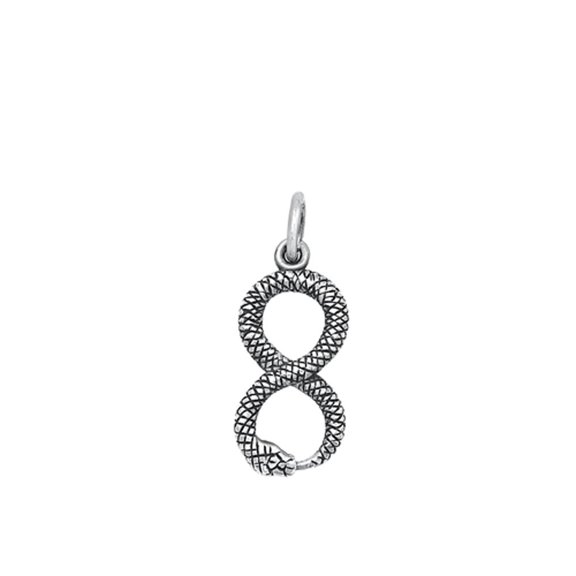 Sterling Silver Infinity Knot Snake Pendant Oxidized Charm .925 New Jewelry Female Unisex