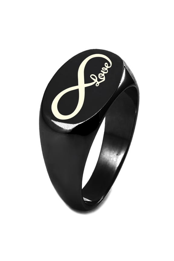 Sterling Silver Infinity Love Engraved Oval Flat Top Polished Ring