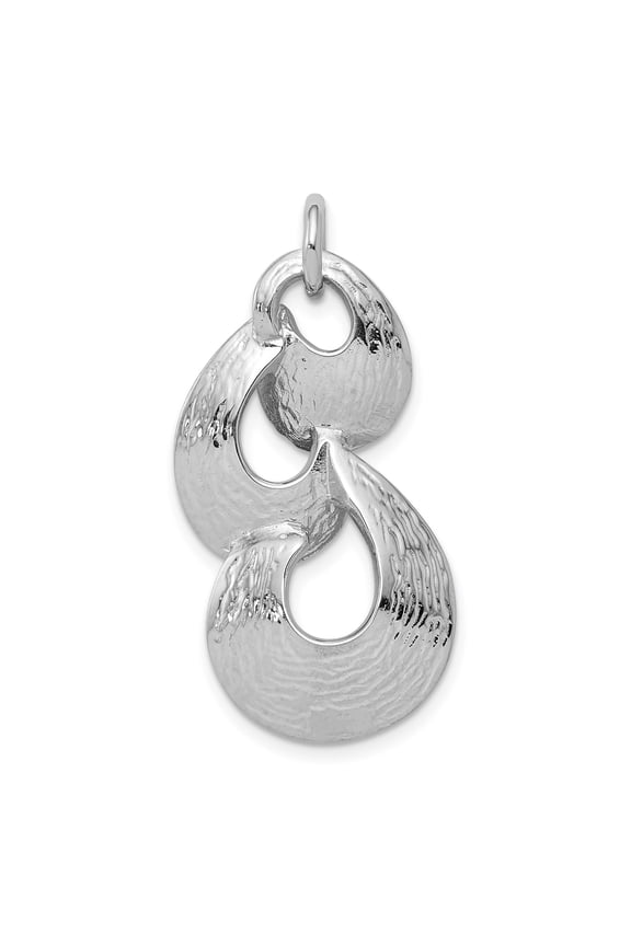 Sterling Silver Infinity Pendant Necklace for Women with Textured Finish, Abstract Sculptural Design, Modern Symbol of Unity, Lightweight Contemporary Jewelry for Everyday Wear