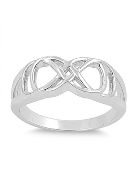 Sterling Silver Infinity Ring 8mm ( Size 5 to 9)