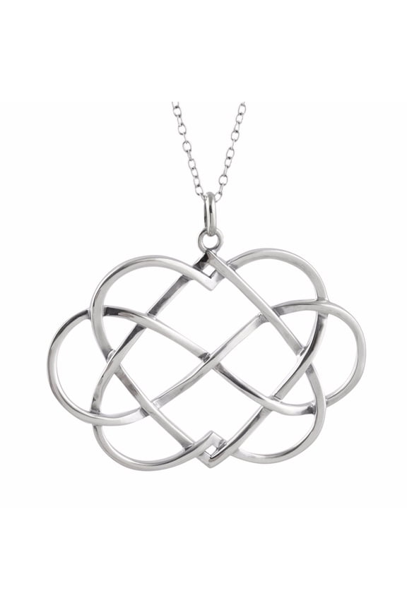Sterling Silver Infinity Sign Double Heart Pendant Necklace, 18"