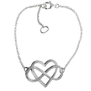 Sterling Silver Infinity Sign with Heart Bracelet, 8 Inches