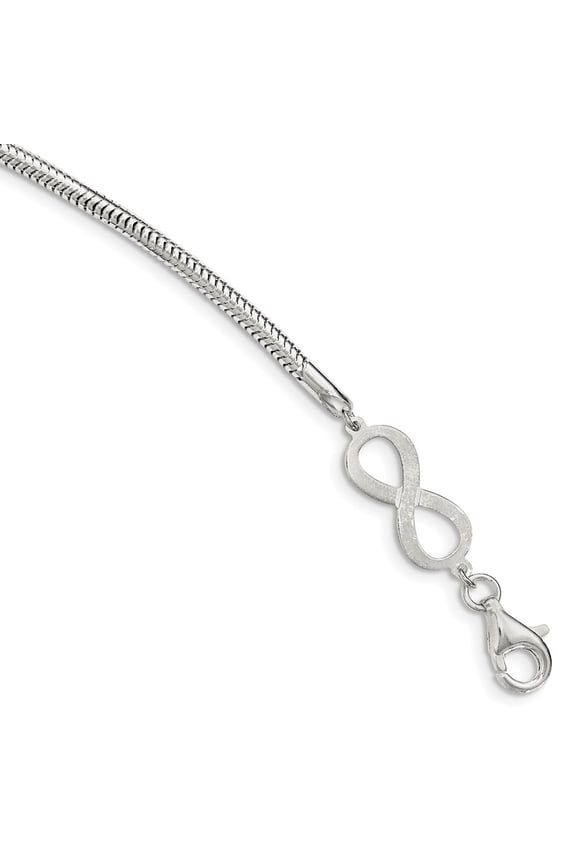 Sterling Silver Infinity Symbol Bracelet - 7.5 Inch - Measures 8.3mm Wide
