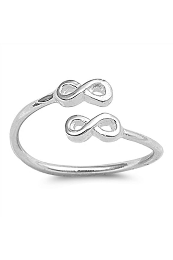 Sterling Silver Infinity Toe Ring Adjustable Midi Band .925 New Jewelry Female Unisex