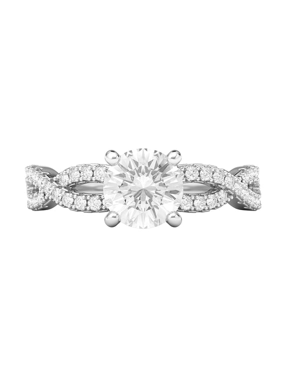 Sterling Silver Infinity Twist Vintage Simulated 1.0 CT Diamond Engagement Ring Promise Bridal Ring For Women (9.5)