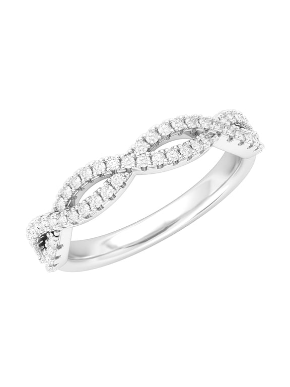 Sterling Silver Infinity Twist Wedding Ring Half-circle Simulated Diamond Matching Ring For Women (6)