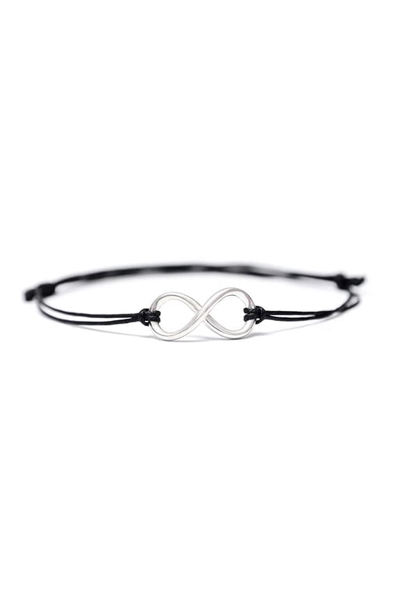 Sterling Silver Infinity charm adjustable black thread Anklet