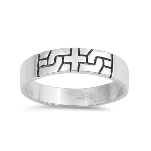 Sterling Silver Ingraved Puzzle 5MM Band Ring