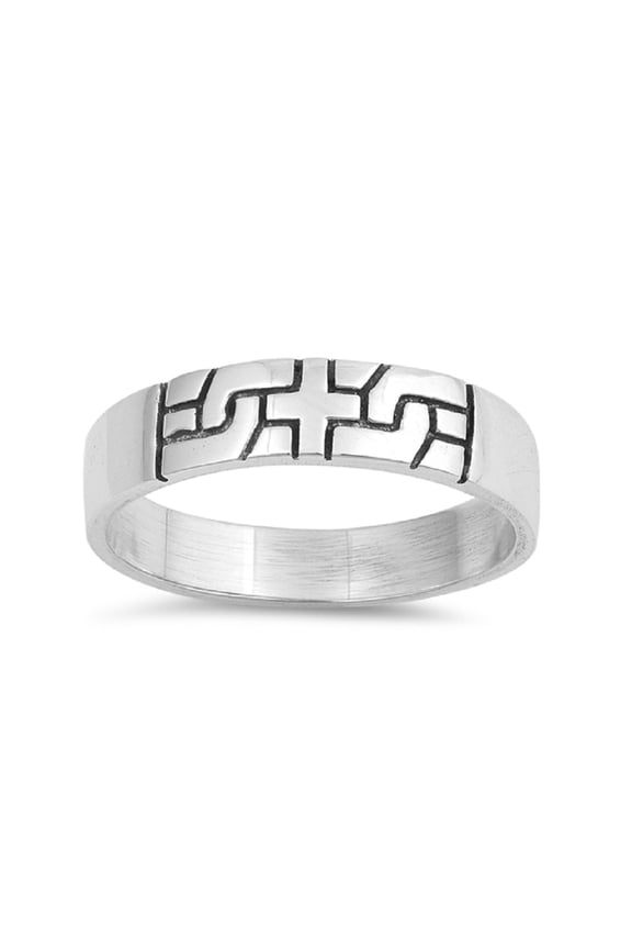 Sterling Silver Ingraved Puzzle 5MM Band Ring