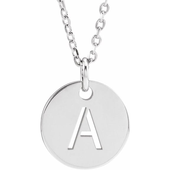 Sterling Silver Initial A 1mm Disc Necklace Fine Jewelry for Women Gifts for Her, 16-18"