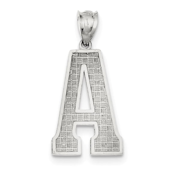 925 Sterling Silver Solid Polished Patterned Letter Name Personalized Monogram Initial A Charm 35x17mm Wide Pendant Neck