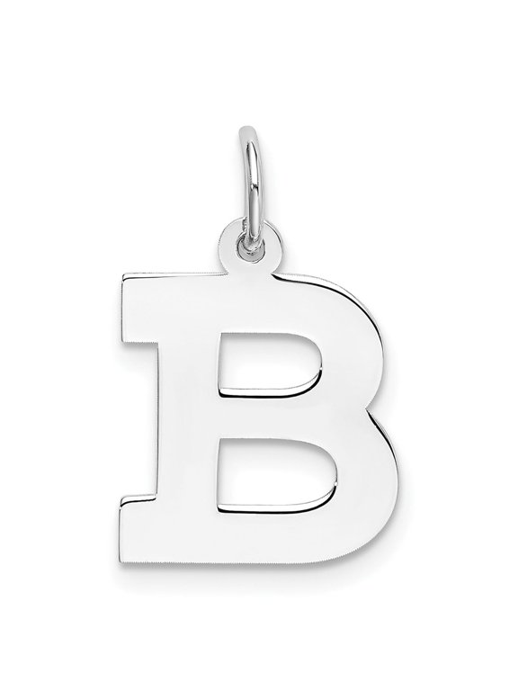 Sterling Silver Initial B Pendant Necklace for Women or Unisex, Polished Block Letter Charm, Modern Alphabet Monogram Jewelry, Personalized Identity Symbol