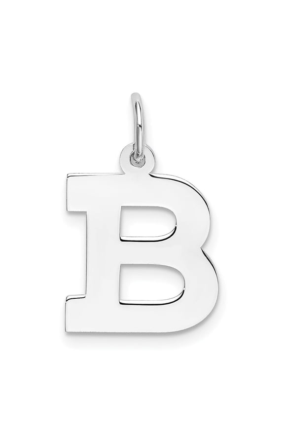 Sterling Silver Initial B Pendant Necklace for Women or Unisex, Polished Block Letter Charm, Modern Alphabet Monogram Jewelry, Personalized Identity Symbol