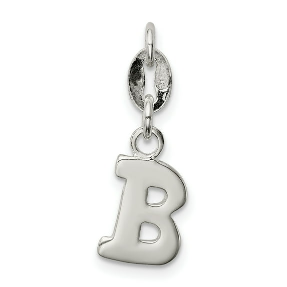 925 Sterling Silver Solid Polished Letter Name Personalized Monogram Initial B Pendant Necklace 16x7mm Wide Pendant for