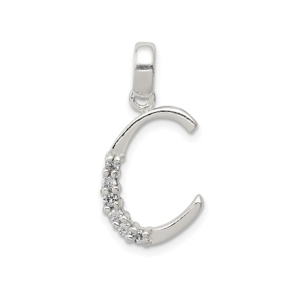 Sterling Silver Initial C Pendant Necklace for Women with Cubic Zirconia, Script Letter Charm, Monogram Jewelry, Personalized Alphabet Accessory for Everyday Style