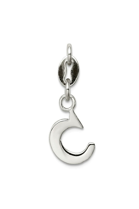 925 Sterling Silver Solid Polished Letter Name Personalized Monogram Initial C Pendant Necklace 16x7mm Wide Pendant for