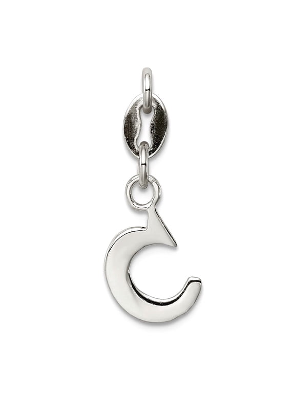 925 Sterling Silver Solid Polished Letter Name Personalized Monogram Initial C Pendant Necklace 16x7mm Wide Pendant for