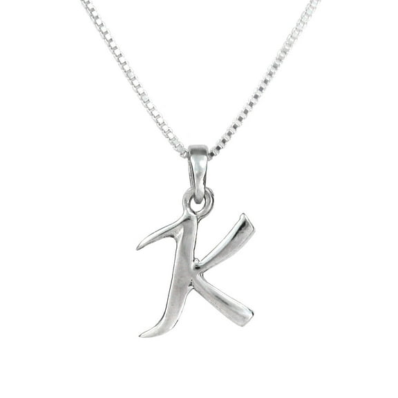 Sterling Silver Initial Charm Necklace, Letter K