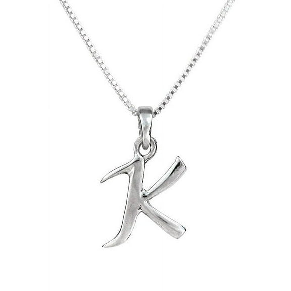 Sterling Silver Initial Charm Necklace, Letter K