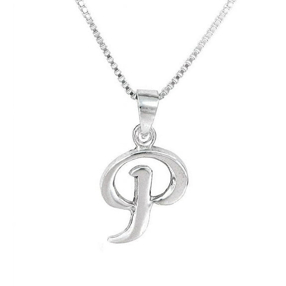 Sterling Silver Initial Charm Necklace, Letter P