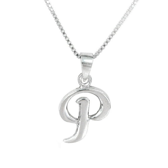 Sterling Silver Initial Charm Necklace, Letter P