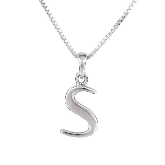 Sterling Silver Initial Charm Necklace, Letter S