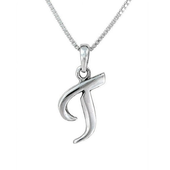 Sterling Silver Initial Charm Necklace, Letter T