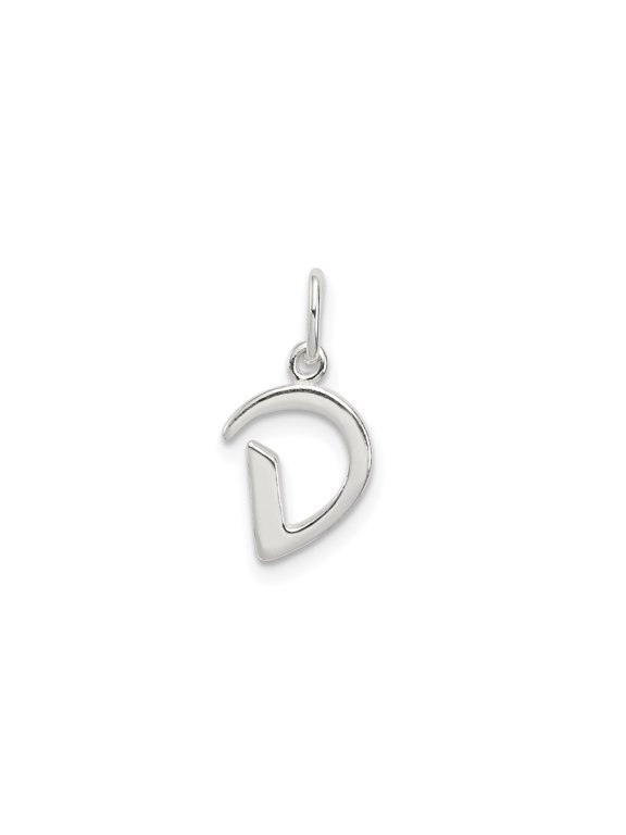 Sterling Silver Initial D Charm Pendant for Necklace or Bracelet, Polished Alphabet Letter Jewelry for Women or Unisex, Monogram Symbol for Custom Name or Identity Design