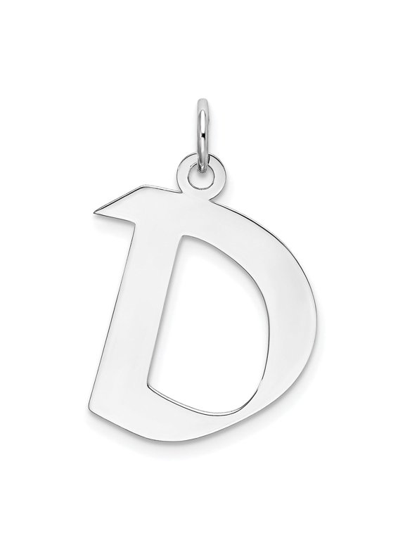 Sterling Silver Initial D Pendant Charm for Women or Unisex Wear, Polished Block Letter Jewelry for Name Necklace or Monogram Style Identity Accessory