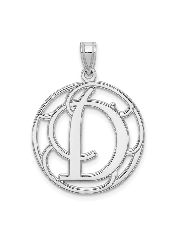 Sterling Silver Initial D Pendant Necklace for Women or Unisex, Openwork Circle Monogram Charm, Script Letter Jewelry for Identity and Style