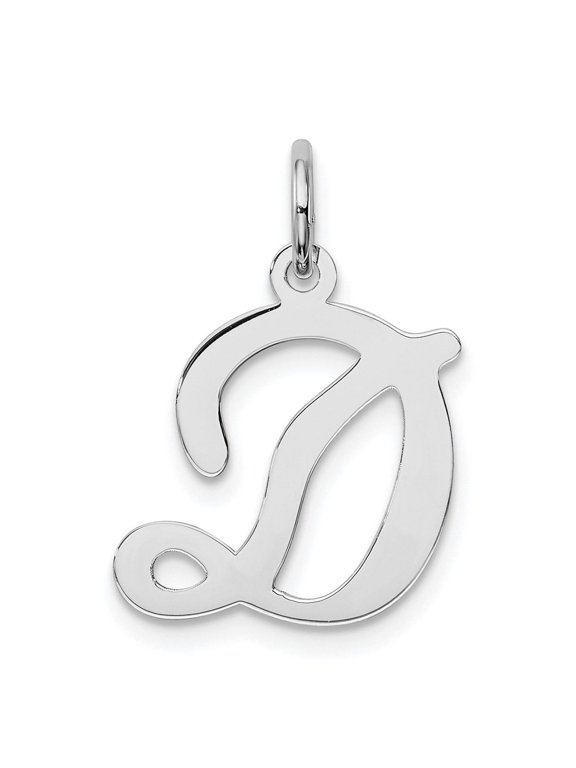 Sterling Silver Initial D Pendant for Women, Polished Cursive Alphabet Charm for Necklace or Bracelet, Monogram Jewelry Symbolizing Identity and Style