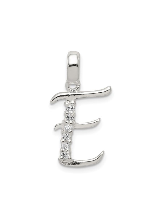 Sterling Silver Initial E Pendant Necklace with Cubic Zirconia, Personalized Monogram Jewelry for Women or Unisex, Alphabet Charm, Dainty Identity Accessory, Sentimental Fine Necklace