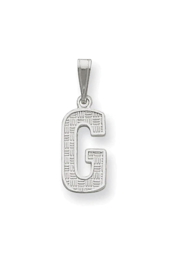 925 Sterling Silver Solid Polished Patterned Letter Name Personalized Monogram Initial G Charm 25x9mm Wide Pendant Neckl