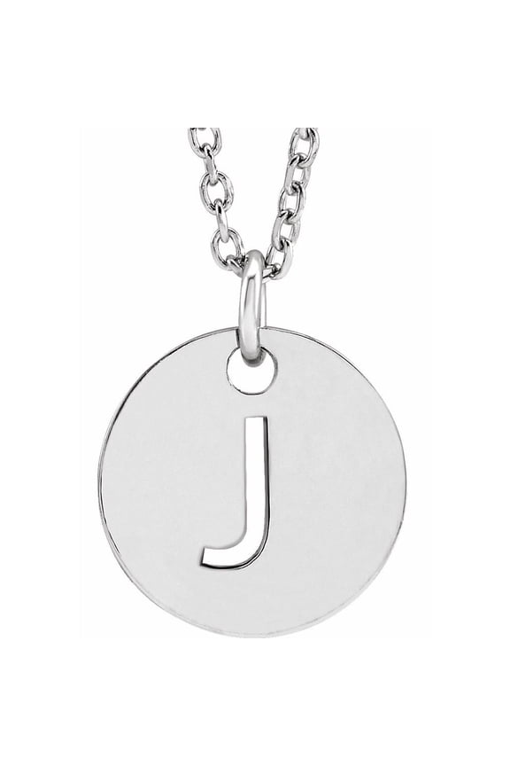 Sterling Silver Initial J 1mm Disc Necklace Fine Jewelry for Women Gifts for Her, 16-18"