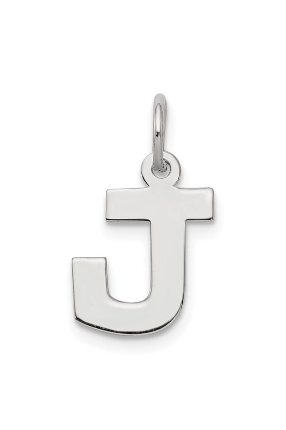 Sterling Silver Initial J Pendant Charm for Women or Unisex, Block Letter Design for Name Necklace or Bracelet, Polished Alphabet Monogram Jewelry