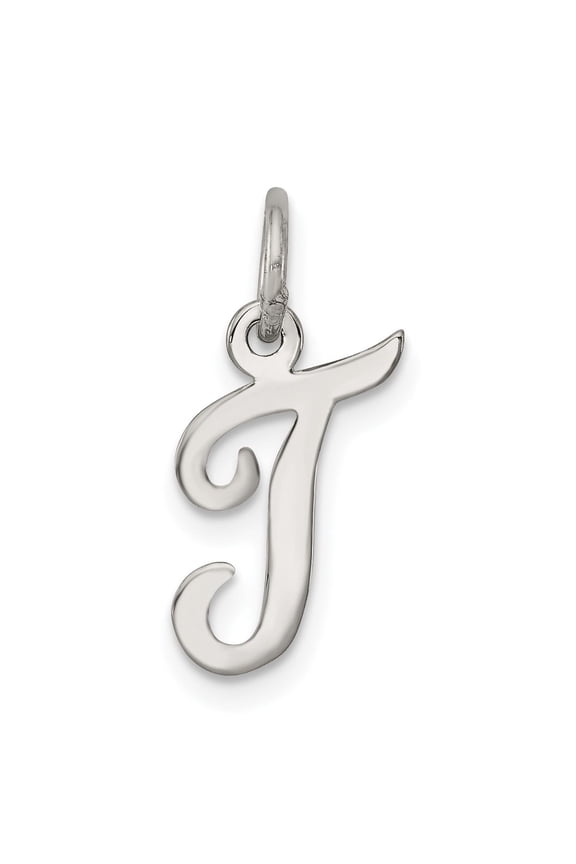 Sterling Silver Initial J Pendant for Women, Polished Cursive Letter Charm, Elegant Alphabet Jewelry for Monogram and Name Customization, Minimalist Identity Necklace