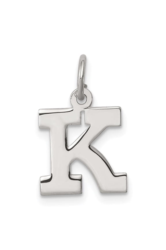 Sterling Silver Initial K Pendant Charm for Women or Unisex, Polished Block Alphabet Letter Jewelry for Necklace or Bracelet, Personalized Monogram Name Accessory