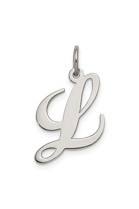 Sterling Silver Initial L Pendant Necklace for Women, Polished Cursive Letter Charm, Dainty Alphabet Jewelry, Elegant Monogram Style, Minimalist Identity Symbol