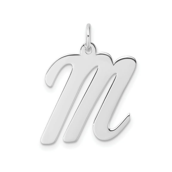 Sterling Silver Initial M Pendant Necklace for Women and Unisex, Polished Cursive Letter Charm, Minimalist Monogram Jewelry, Dainty Alphabet Accessory
