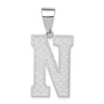 thumbnail image 1 of 925 Sterling Silver Solid Polished Patterned Letter Name Personalized Monogram Initial N Charm 35x15mm Wide Pendant Neck, 1 of 4