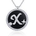 thumbnail image 1 of Sterling Silver Initial Necklace for Women Capital Letter A-Z Black Agate Pendant Necklace Cubic Zirconia Round Alphabet Necklaces Birthday Jewelry gift, 1 of 5