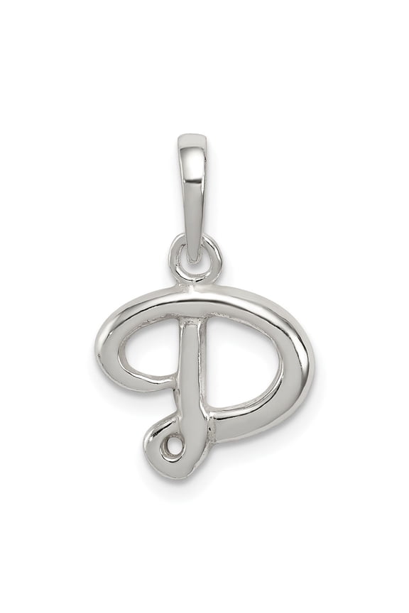 Sterling Silver Initial P Pendant Necklace for Women, Modern Script Monogram Letter Jewelry, Polished Unisex Alphabet Charm for Everyday or Special Occasion Wear