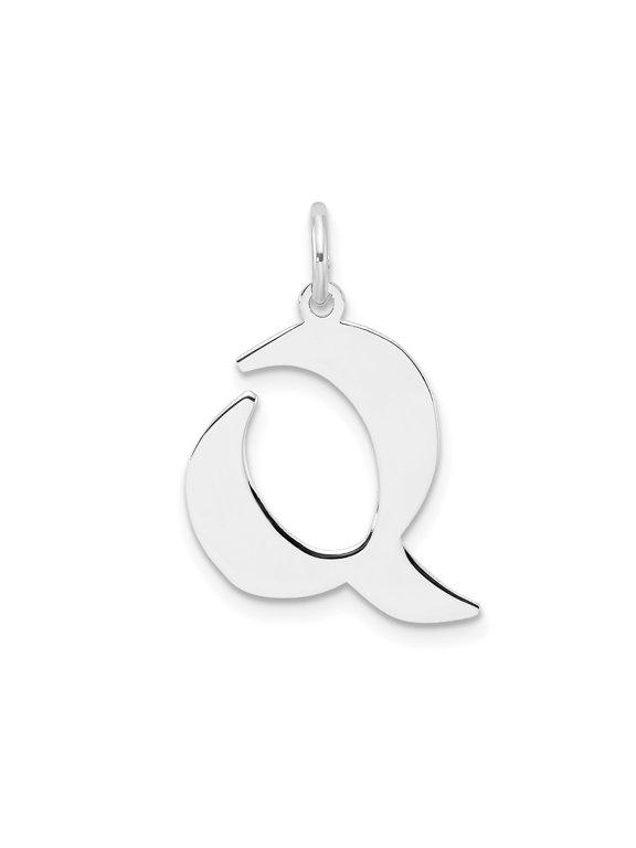 Sterling Silver Initial Q Pendant Necklace for Women or Unisex, Polished Script Letter Charm, Modern Monogram Jewelry, Minimalist Alphabet Accessory, Custom Identity Style