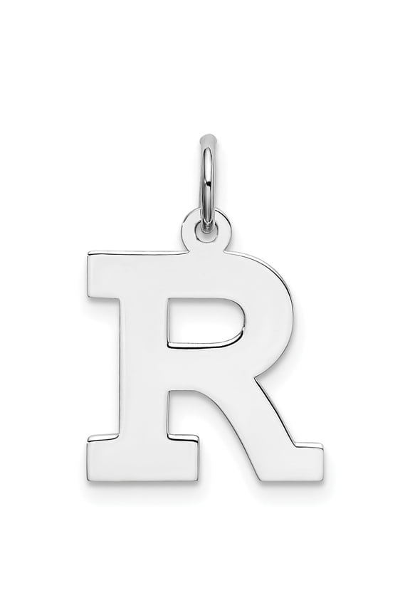 Sterling Silver Initial R Pendant Charm for Women or Unisex Necklaces and Bracelets, Polished Block Letter Alphabet Jewelry for Identity and Personalized Name Style