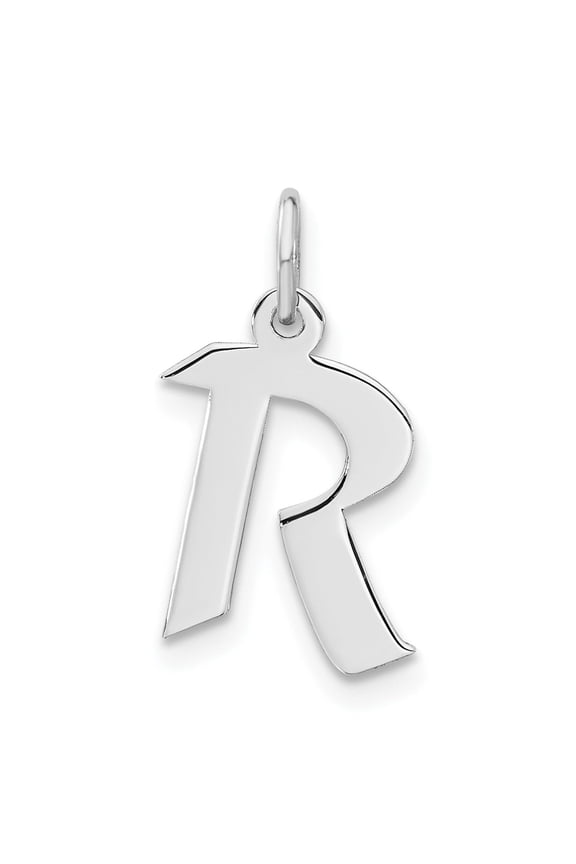 Sterling Silver Initial R Pendant Charm for Women or Unisex, Polished Block Letter Necklace Accent, Personalized Alphabet Jewelry for Name Identity or Custom Accessory Use