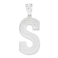 thumbnail image 1 of 925 Sterling Silver Solid Polished Patterned Letter Name Personalized Monogram Initial S Charm 35x15mm Wide Pendant Neck, 1 of 2