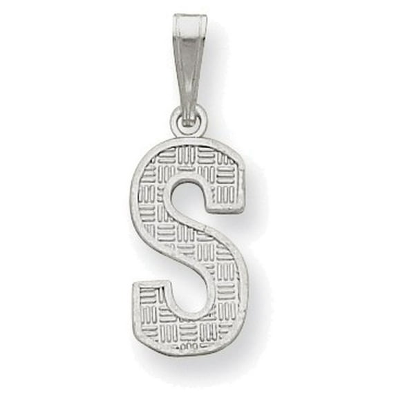 925 Sterling Silver Solid Polished Patterned Letter Name Personalized Monogram Initial S Charm 25x9mm Wide Pendant Neckl